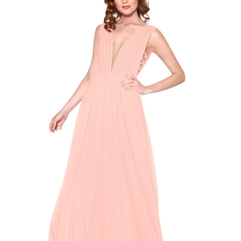 Azazie Blaine bridesmaid dress in coral